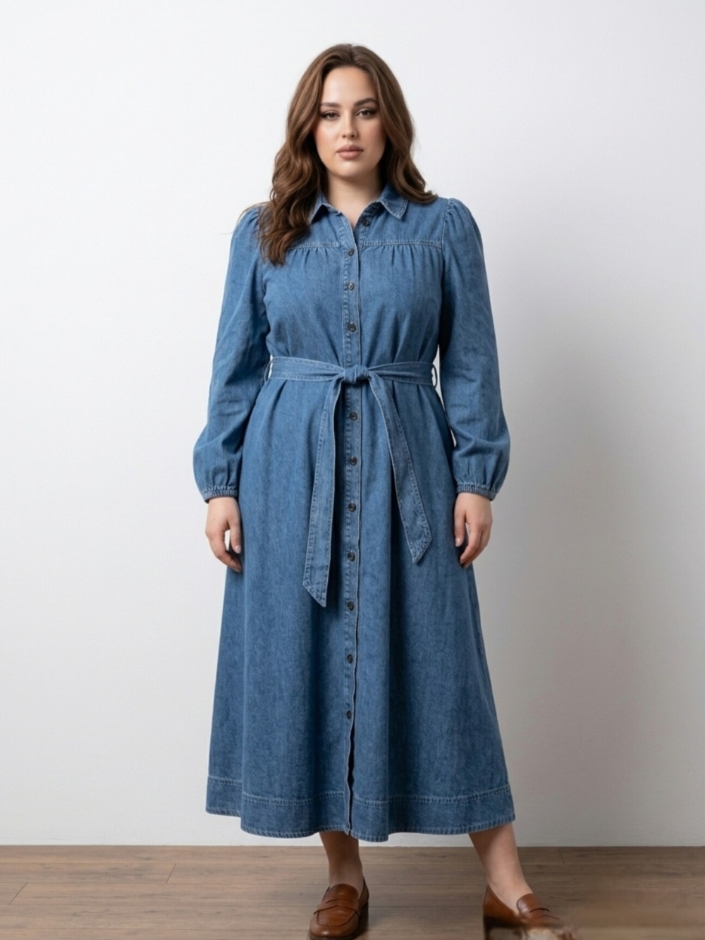 Boden Denim Shirt Button Front Midi Dress